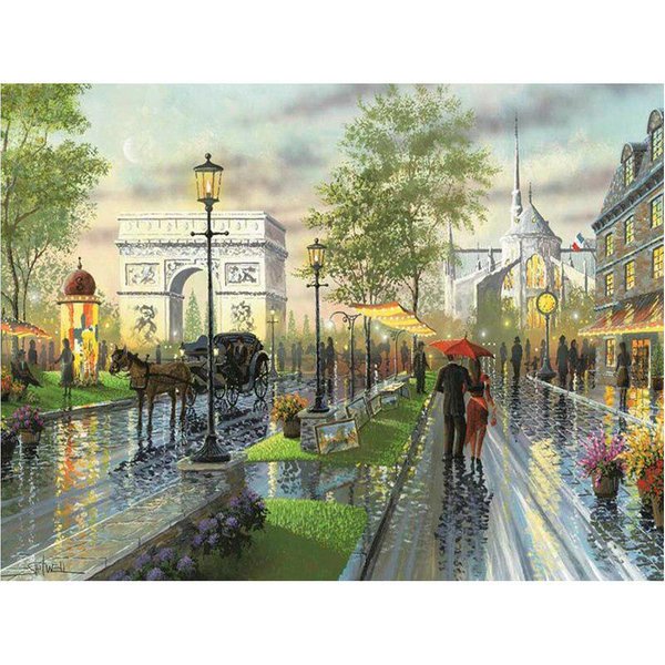 Pintura De Diamante 5D Diy Paisaje De Ciudad Francesa Taladro Completo Bordado De Diamante Redondo 20X30CM-image