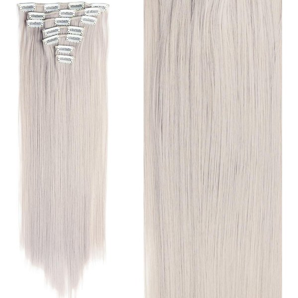 Miss WIG 24-Calowe Doczepiane Syntetyczne 16 Spinek DłUgie Faliste Naturalne Blond WłOsy 7 CzęśCi/Zestaw WłóKno Termoodporne Treska Czarny BrąZowy Fryzura 60 Cm Gray-image