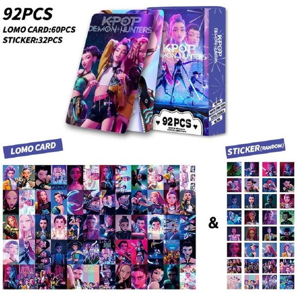 92 Karty K-POP DziewczęCa Grupa ŁOwcóW DemonóW Holograficzne Anime Karty Lomo Kolekcjonerskie Prezenty Dla FanóW Blue-image