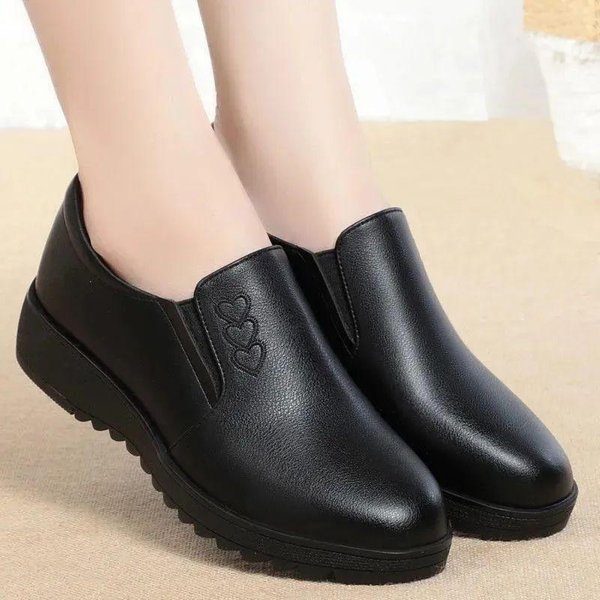 Jesienne Lekkie MięKkie Podeszwy Pojedyncze Buty AntypośLizgowe Wygodne Damskie Buty Dla Kobiet W ŚRednim I Starszym Wieku W DużYch Rozmiarach 38 Czarny-image