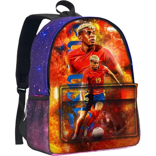 Mochila Para NiñOs NiñAs Mochila De Senderismo Estrella De FúTbol Cielo Estrellado Mochila Escolar L-Lamin Yamal Gran Capacidad Mochila Rucksack Escolar-image
