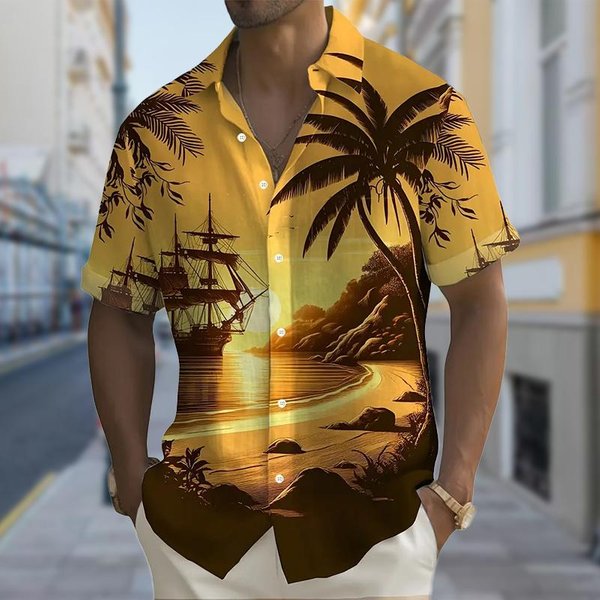 Koszula MęSka Z Nadrukiem 3D, OrzeźWiająCa I Przystojna, Zapinana Na Guziki, Koszula Codzienna, Koszula Letnia, KróTki RęKaw, Codzienne Ubrania Wakacyjne 5XL-image