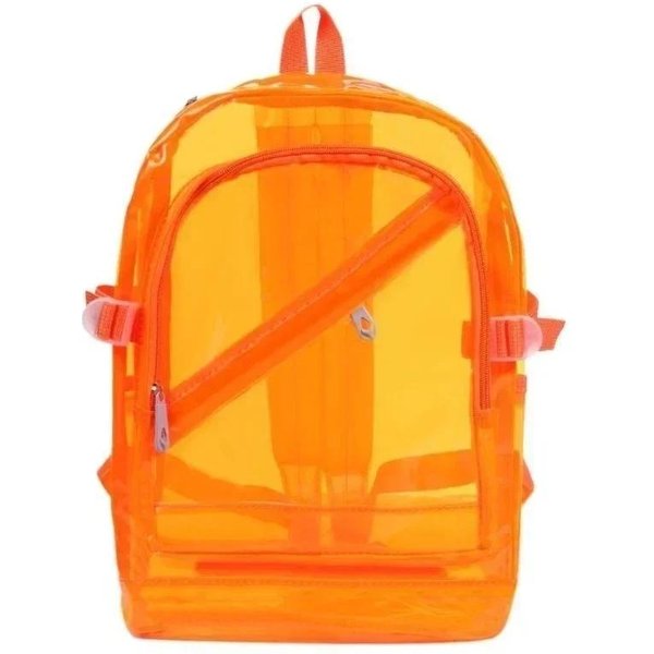Modny Przezroczysty Plecak Z PVC Wodoodporny Przezroczysty Mini Plecak Szkolny Dla Nastolatek PomarańCzowy-image
