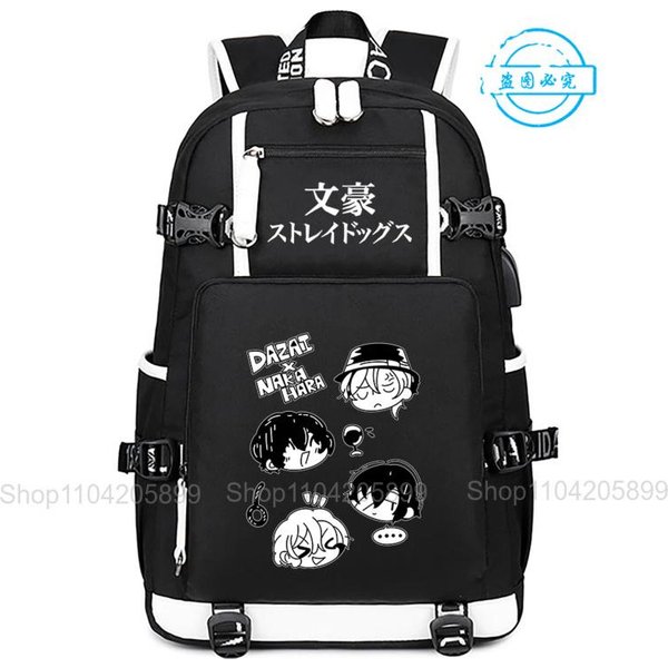 Bungo Stray Dogs Plecak Anime Mochila Uczeń Szkolna Torba Plecak Dla ChłOpcóW DziewcząT Trend Cosplay Laptop Podróż ZewnęTrzna Plecak 16 Inches-image