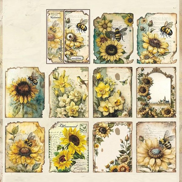 30 Sztuk/Paczka Vintage MateriałY Papier Lost Garden Series DIY Scrapbooking Deco Junk Journal Planner Kolaż Album Na ZdjęCia Papier Typu Kraft żółTy-image