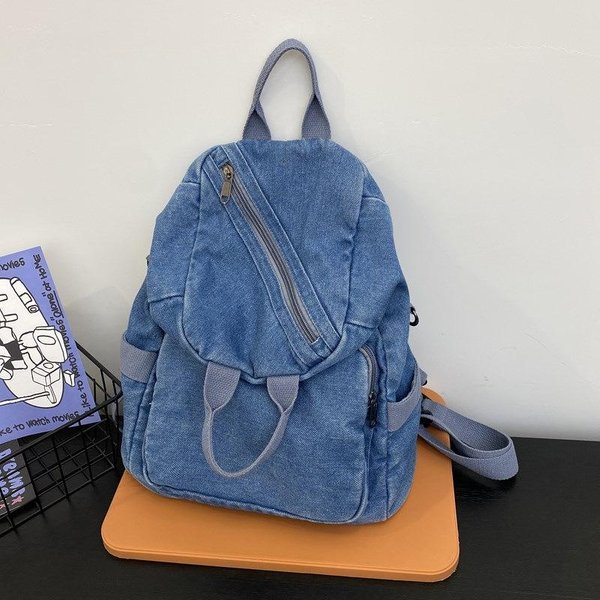 Plecak Z Pranego Denimu Dla MężCzyzn I Kobiet O DużEj PojemnośCi Wielofunkcyjna Torba Na Jedno Ramię Typu Crossbody Casualowy MałY Plecak Gray-image