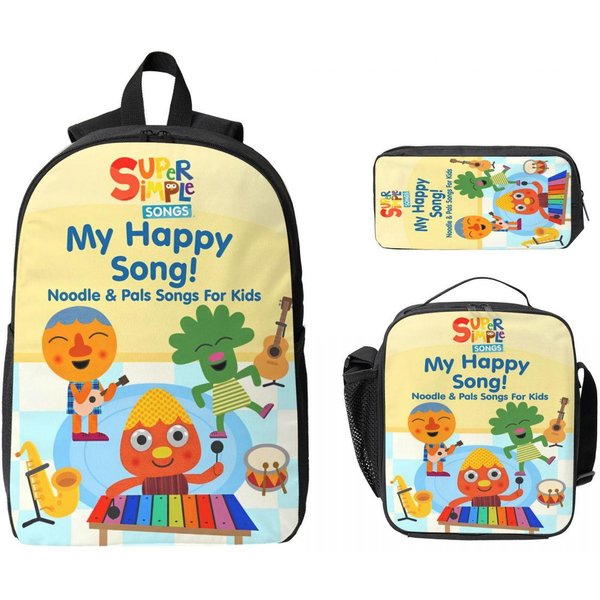 Set De Mochila Musical De 3 Piezas Noodle & Pals Para NiñAs NiñOs Bolsas Para BolíGrafos Sets De Mochilas Escolares Con Fiambrera Para Estudiantes De Primaria Mochila-image