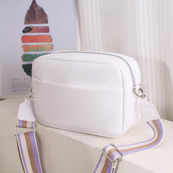 Bolso PequeñO Cuadrado Con Correa Ancha Para Mujer En Verano Moda Tendencia Bolso De Hombro Pu Bolso Cruzado Con PatróN De Lichi Para Mujer-image