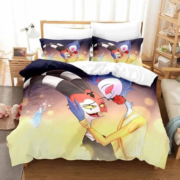 PośCiel Loona Boss Pojedyncza PodwóJna Queen King Rozmiar Poszewka Na KołDrę Poszewka Na Poduszkę Dla DorosłYch ChłOpcóW Anime Sypialnia Zestaw PośCieli EU Single(135X200Cm) Beige-image