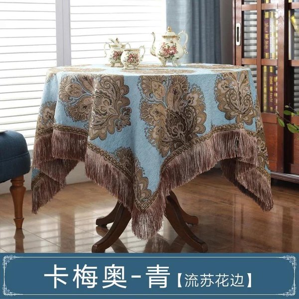 Mantel Redondo Jacquard Europeo Moda Vintage Cubierta Para Mesa De Café Mantel Cuadrado Retro Con Borlas DecoracióN Del Hogar Toalla 140X140Cm-image
