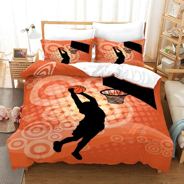 Juego De Ropa De Cama De Baloncesto Individual Twin Full Queen King Size Juego De Cama Deportivo Dormitorio Adulto NiñO Juegos De Funda NóRdica ImpresióN 3D 011 EU Single(135X200Cm) Black-image
