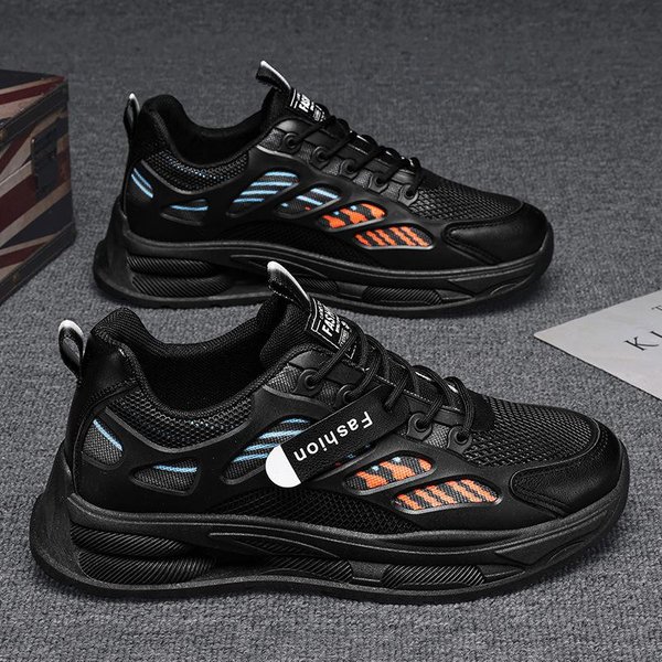 Zapatos De Hombre De Primavera Nuevos Zapatos De Malla Transpirable Zapatillas VersáTiles De Moda Para Hombre Suela Gruesa Zapatos Casuales De Papá De Moda 44 Black-image