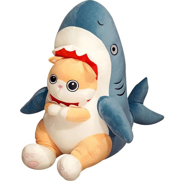 Kawaii Rekin Kot Rekin Pies Pluszowa Zabawka MięKkie Wypchane Kolorowa Lalka Zabawka Dla Dzieci ChłOpcy I Dziewczynki Prezent Urodzinowy BożOnarodzeniowy 40Cm-image