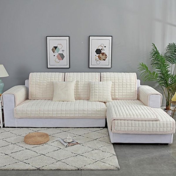 Nuevo CojíN De Sofá Grueso De Felpa De Color SóLido Para OtoñO E Invierno, Moderno Y Simple, Toalla De CojíN De Sofá De ImitacióN De Piel De Conejo 70*70-image