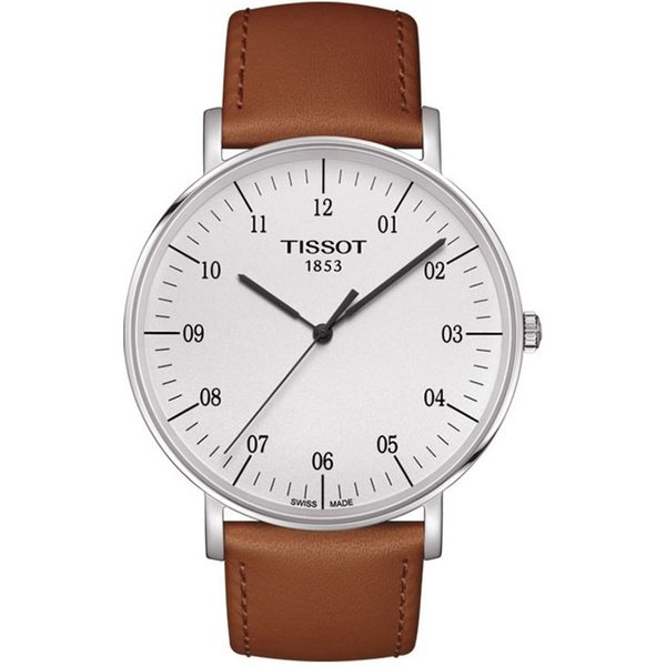 Reloj Tissot Serie Lovely Movimiento De Cuarzo Resistente Al Agua 30 Metros Caja De Acero Inoxidable Esfera Blanca Correa De Cuero Genuino T109.610.16.037.00 White Dial Brown Belt White-image