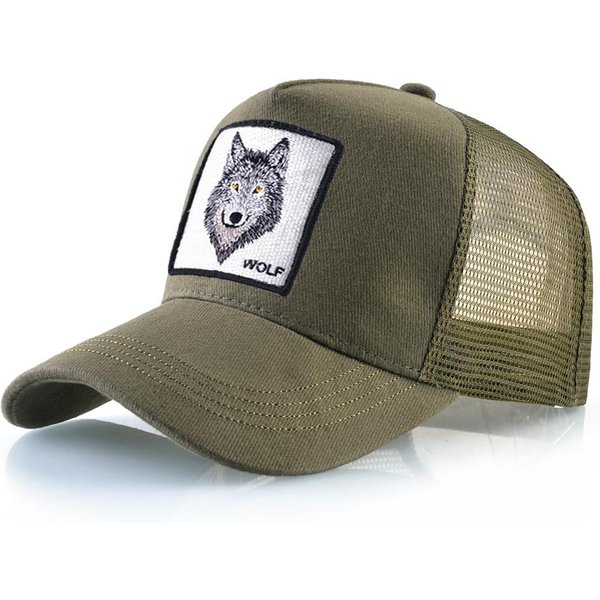 Cztery Pory Roku Czapka Trucker MęSka Damska Snapback Hip Hop Czapka Baseballowa Z Haftem Naszywka Wilk Regulowany Daszek Kapelusz Gray-image