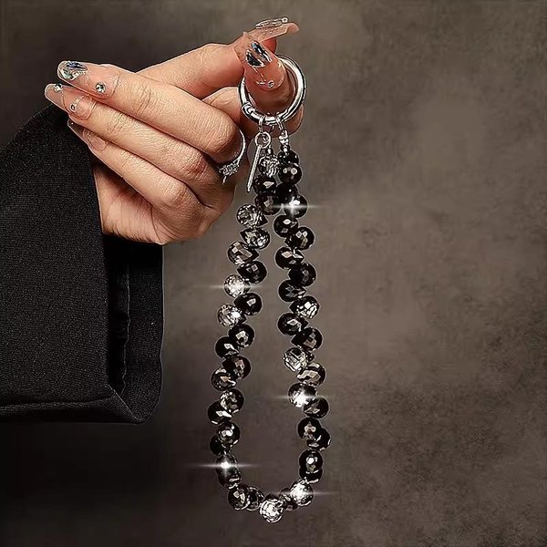 Lujo Ligero VersáTil Cadena De MuñEca Para TeléFono MóVil De Cristal Cadena Corta De Abalorios Hecha A Mano Colgante De JoyeríA Con PedreríA-image