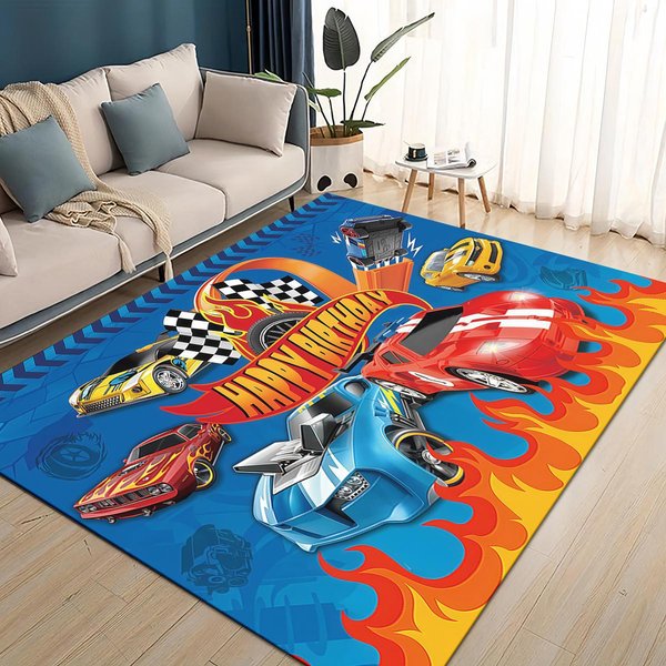 Alfombra De ÁRea De Coche De Carreras Monstruo W-Wheels Caliente 3D, Alfombra Para Sala De Estar Dormitorio Infantil Sofá Felpudo DecoracióN, Felpudo Antideslizante 40X60Cm(15X23In)-image