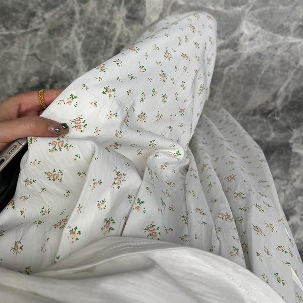 Pantalones De Mujer Verano Finos Nuevos Plisados Casuales De Cintura Alta Pierna Recta Adelgazantes Florales De Pierna Ancha L White-image