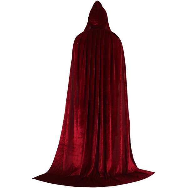 DłUgi Aksamitny PłAszcz Z Kapturem Dla DorosłYch, PełNej DłUgośCi, Kostium Na Imprezy Halloweenowe, Wydarzenia Cosplay I Imprezy Tematyczne 70 Black-image