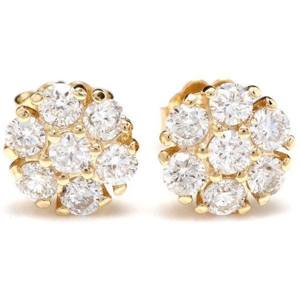 Huitan Pendientes De Tuerca De Lujo Color Oro Circonita CúBica Brillante Para Mujer Delicados PequeñOs Pendientes Femeninos Regalos JoyeríA CláSica White-image