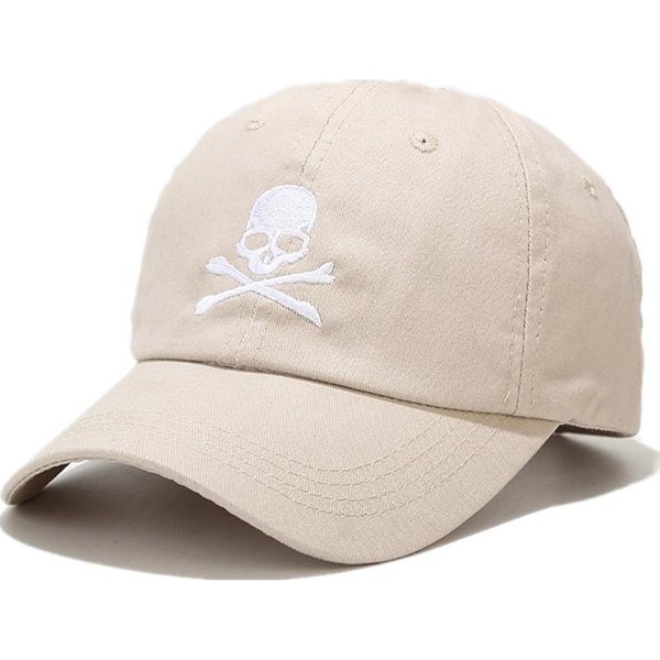 Gorra De AlgodóN Unisex Con Bordado De Calavera, Gorra De BéIsbol De Moda Para Hombre Y Mujer, Ajustable, Informal, Para Exteriores, Ropa De Calle, Gorra Deportiva 54Cm-60Cm Beige-image