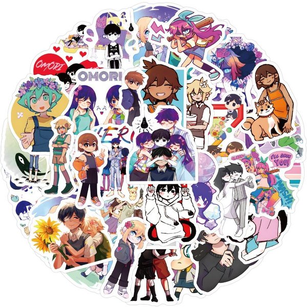 60 Sztuk Naklejki Anime Omori KreskóWkowe Bagaż Kubek Na Wodę ArtykułY Papiernicze Telefon KomóRkowy Laptop LodóWka Dekoracja Naklejki DIY Blue-image