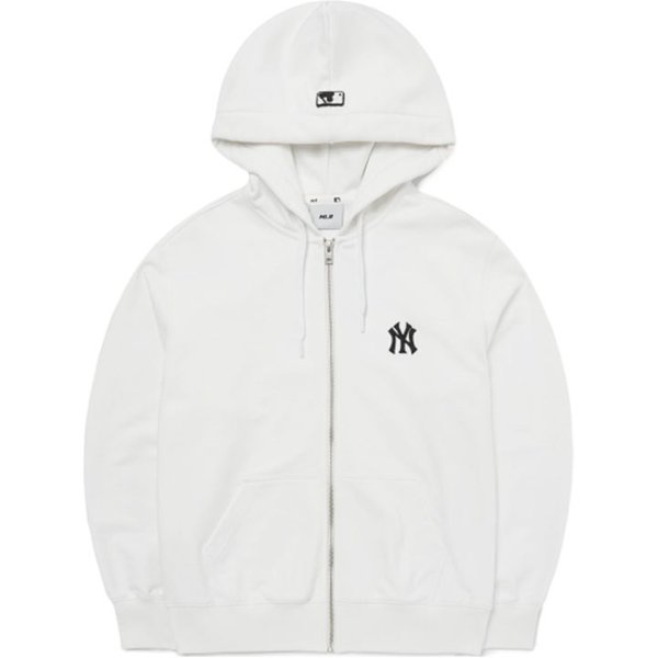 MLB New York Yankees Logo Bluza Z Kapturem Na Zamek Unisex Bluzy BiałY 3ATRB0421-50WHS L White-image