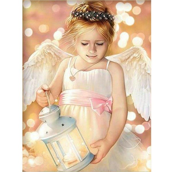 Mosaico De Bordado De Diamantes 5D NiñA ÁNgel Diamantes De ImitacióN Pintura De Diamantes Punto De Cruz 20X30CM-image