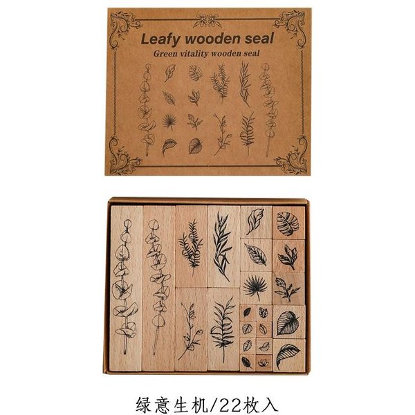 Yoofun - Juego De 30 Sellos De Madera Con DiseñO De Plantas Naturales, Hojas Y Flores, Para Collage, Diario, áLbumes De Recortes, Tarjetas, Sellos EstáNdar-image