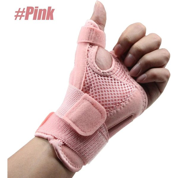 FéRula Flexible Para MuñEca Y Pulgar, Soporte Para Tendinitis, Artritis, Protector Transpirable Para Pulgar, Se Adapta A Mano Derecha E Izquierda Color Rosa-image