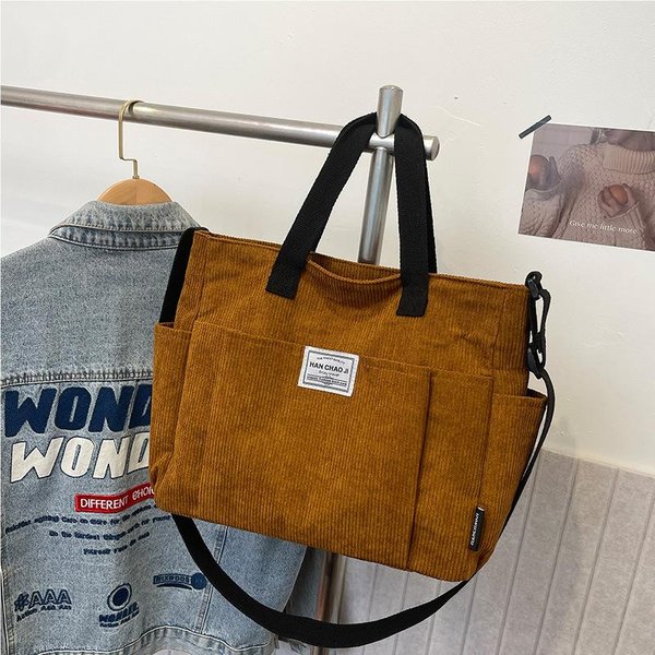 Bolso De Hombro Bolso Tote Para Estudiante Para Ir Al Trabajo Bolso Cruzado Simple Casual Bolso De Mano Para Ordenador Con MúLtiples Bolsillos-image