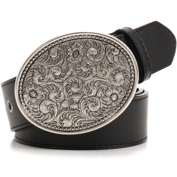 Boho Damski Czarny Pasek Gotycki Vintage Akcesoria Do DżInsóW DziewczęCa Klamra Z Klejnotami Pasek Hip Hop Punk SkóRa PU Szeroki Pas 105CM Gray-image