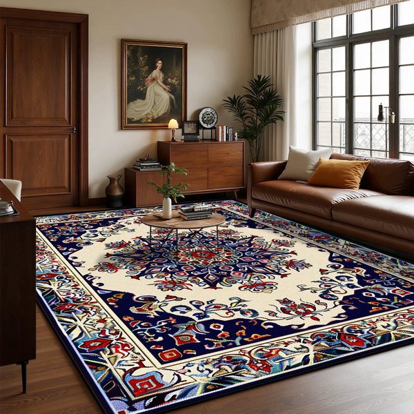 Alfombras Persas De Lujo Grandes Para Sala De Estar DecoracióN Bohemia Hogar ÁRea De Sofá FáCil De Limpiar Alfombra Dormitorio Vestidor Alfombra De Piso Antideslizante 140*200Cm-image