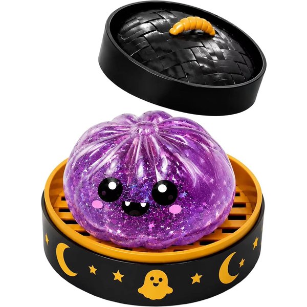 Nowa Halloweenowa PierożKowa Zabawka Do śCiskania Squishy, Urocza, Powoli WracająCa Do KształTu Zabawka Sensoryczna Do łAgodzenia Stresu, MięKka Kawaii Halloweenowa Zabawka Fidget Black-image