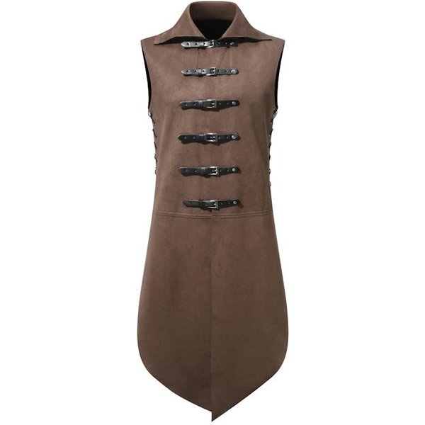 Retro Zamszowa Kamizelka MęSka W Stylu Vintage Slim Fit MęSkie Kamizelki Bez RęKawóW Dekolt V CiepłA Kamizelka XL Gray-image