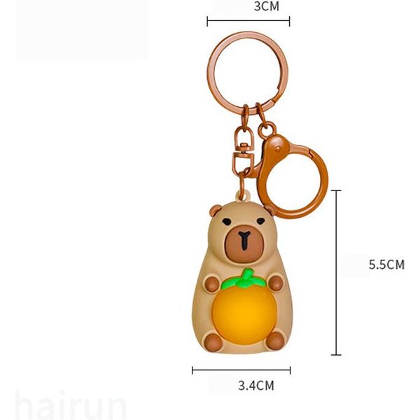 Zabawny Breloczek Z Kapibarą Ze ŚWiecąCym Luminous SłOdka Kapibara Anime Breloczek OśWietleniowy Mini Lalka Kreatywny Breloczek Dekoracyjny Prezent Zabawki Brown-image
