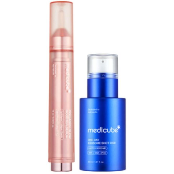 Set Potenciador De La Piel Medicube SéRum Potenciador De ColáGeno 15Ml + Ampolla De Exosomas Para Poros DúO Reafirmante Y Cuidado De Poros White-image