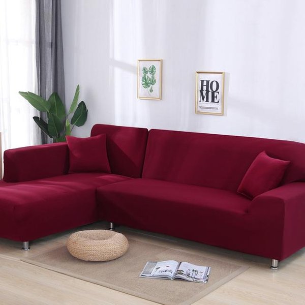 Funda De Sofá De Licra De Color SóLido, Funda De Sofá EláStica Para Sala De Estar, Juego De 1/2/3/4 Plazas, Fundas De Esquina Seccionales, Sofá En Forma De L 1-Seat 90-140Cm 1Pc-image