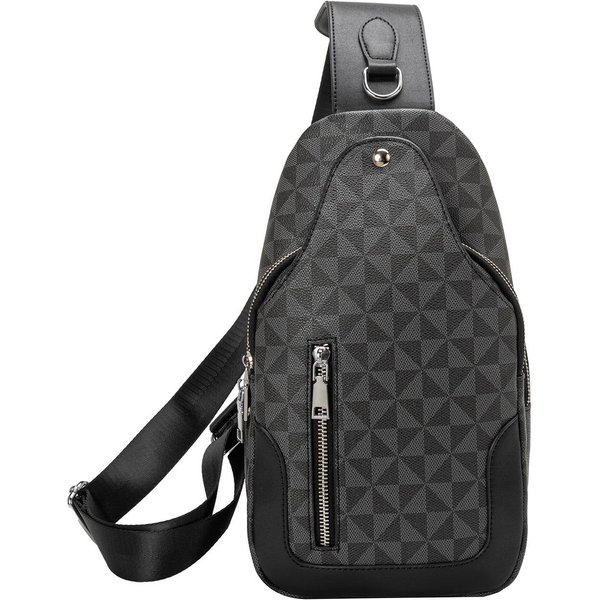 Nueva Bolsa De Pecho CláSica Para Hombres Y Mujeres Gran Capacidad Moderna Deportiva Cruzada Bolsa De Cajero Estampada RiñOnera PequeñA Gray-image