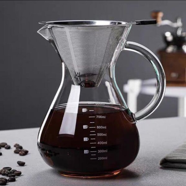 Ventas Directas De FáBrica Cafetera De Vidrio Para Café Hecho A Mano, Jarra Para Compartir Café, Vidrio De Borosilicato Alto, Filtro-image