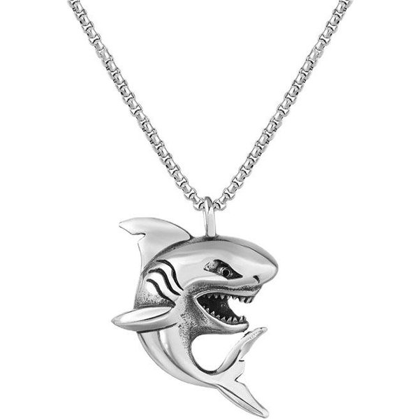 MęSki Naszyjnik Shark Stal Nierdzewna ŁAńCuszek Spersonalizowany Miedziany Kolor Wisiorek Ryba Styl Punk Akcesoria Na Szyję BiżUteria Hip-Hop White-image