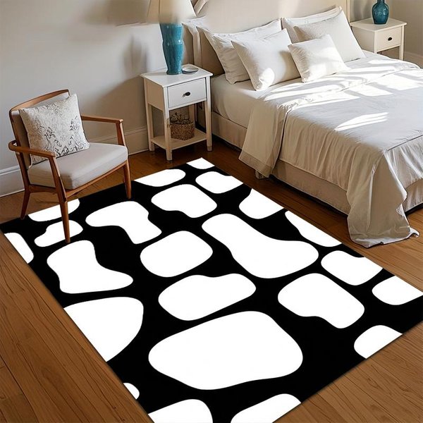 Niebiesko-Czarny Dywan W Szachownicę Optyczna Iluzja Kratka Dywan Do Salonu Abstrakcyjny Geometryczny Dywanik PodłOgowa Mata Do Sypialni 40X60CM-image