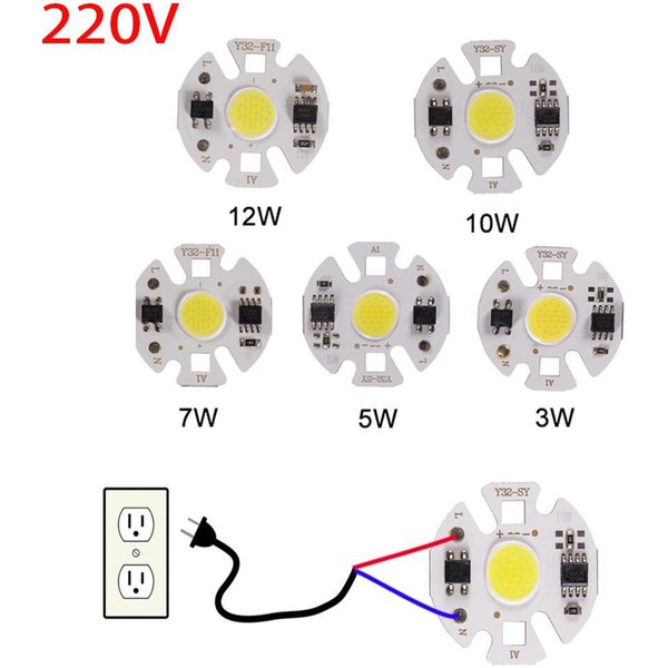 2 Szt. Mini COB LED Chip Lampy 220V 3W 5W 7W 9W Y27 Lampada LED ŻAróWka IP65 WejśCie Smart IC Do DIY LED Reflektor Punktowy 220V 3W BiałY-image