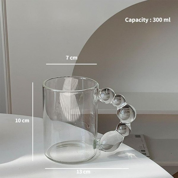 Taza De Vidrio, Taza De Café, Asa Grande, Taza De Agua De Vidrio Transparente, Tazas Creativas, Tazas De Café, Vajilla 301-400Ml-image