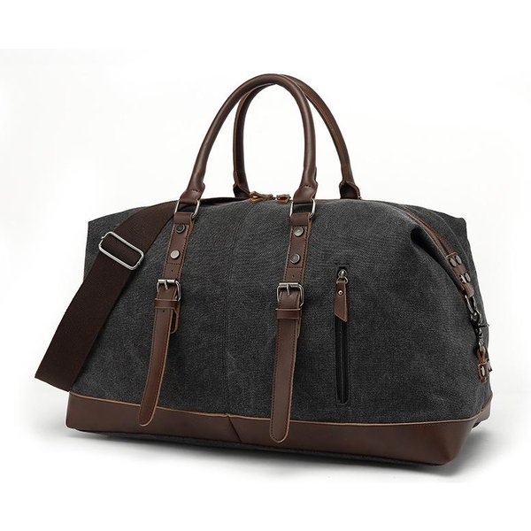 Torba PodróżNa PU Duffel Bag MęSka Torba PodróżNa Do Przechowywania Jogi Fitness Torba PodróżNa Przeprowadzka PłóTno Czarny-image