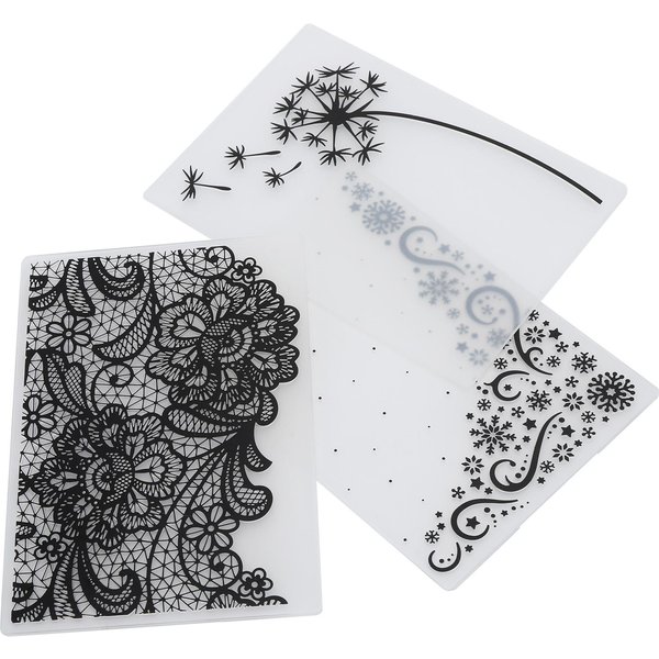 3 Piezas De Carpeta De Repujado De PláStico DIY FabricacióN De Tarjetas Scrapbooking Plantilla En Relieve Herramienta Para Manualidades En Papel White-image
