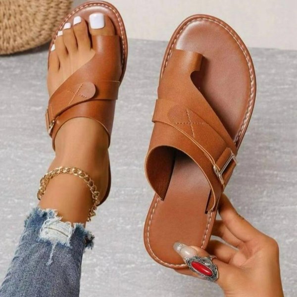 Kapcie Damskie Outdoor Casual Beach Women Shoes Letnie Nowe Mieszkania Flip Flop SandałY Walking Clip Toe Rzymska Klamra Damskie Slajdy 38-image