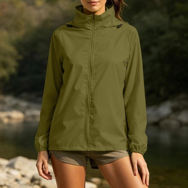 Chaqueta Cortavientos Ligera Para Exteriores Para Mujer Con Cremallera Completa, Cortavientos, Impermeable, Abrigo Deportivo Para Senderismo Con Capucha Ajustable Y PuñOs EláSticos S Brown-image