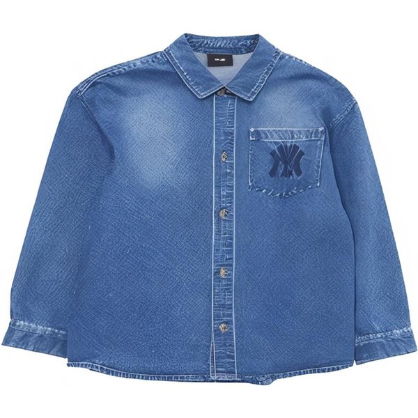 MLB New York Yankees Logo De Marca Casual Para Exteriores Botones Manga Larga Chaqueta Vaquera Unisex Chaquetas Azul 3ADRV0144-50INS L Gray-image
